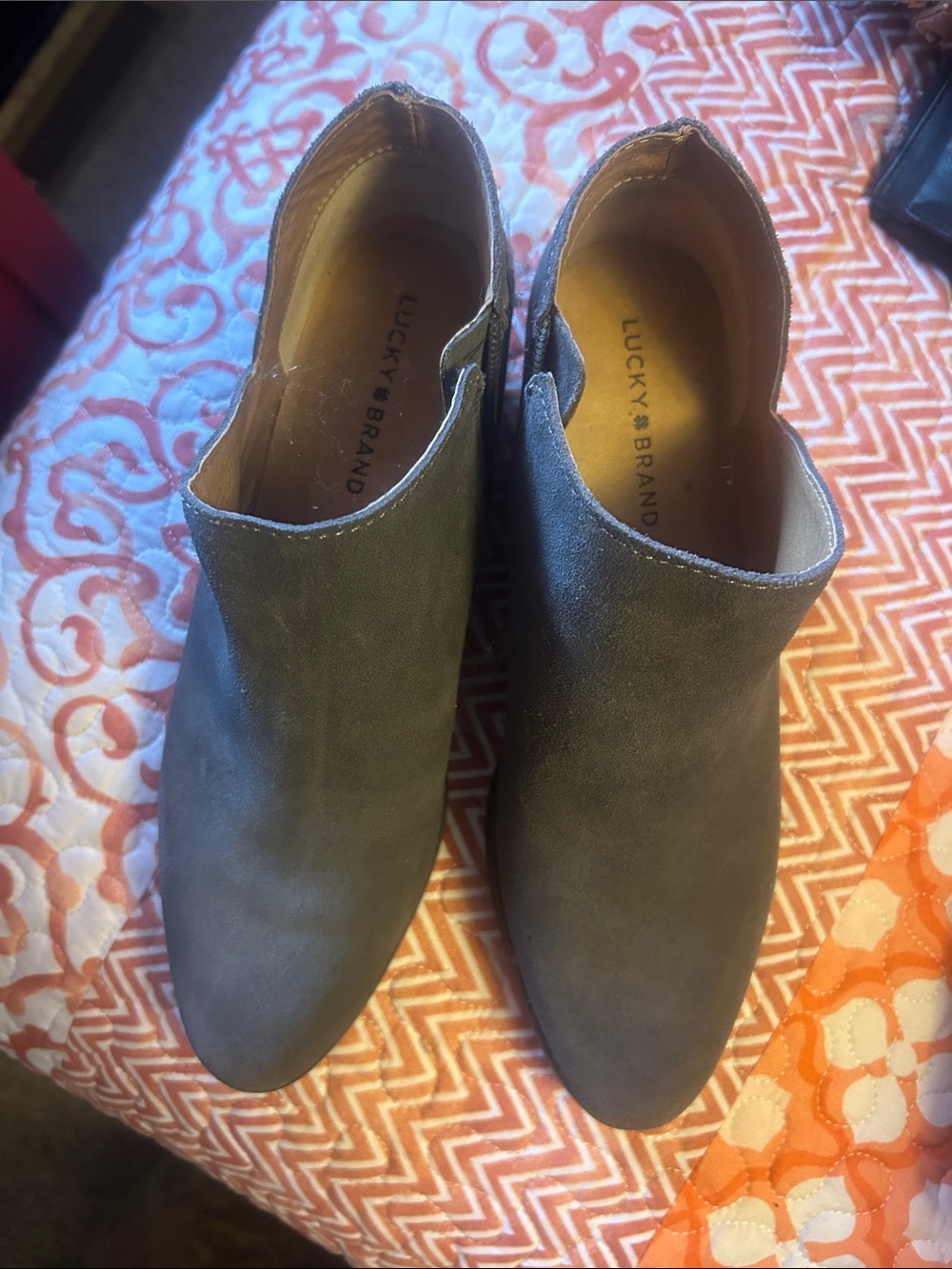 Lucky Brand Olive Green Suede Slip-On Mules